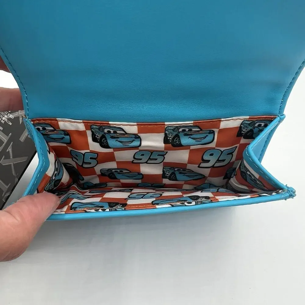 Loungefly Disney Pixar Cars Lightning McQueen Dinoco Checkered Wallet NWT